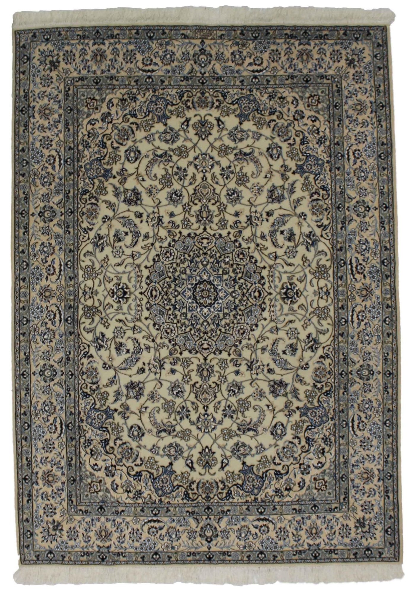 Canvello Hand Made Formal Medallion Silkroad Nain 9 Line Rug - 5'9'' X 7'11'' - Canvello