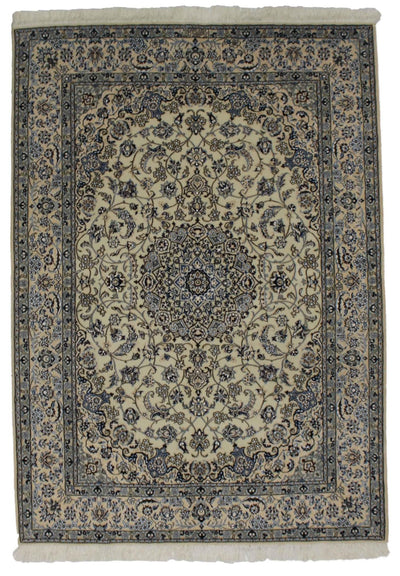 Canvello Hand Made Formal Medallion Silkroad Nain 9 Line Rug - 5'9'' X 7'11'' - Canvello