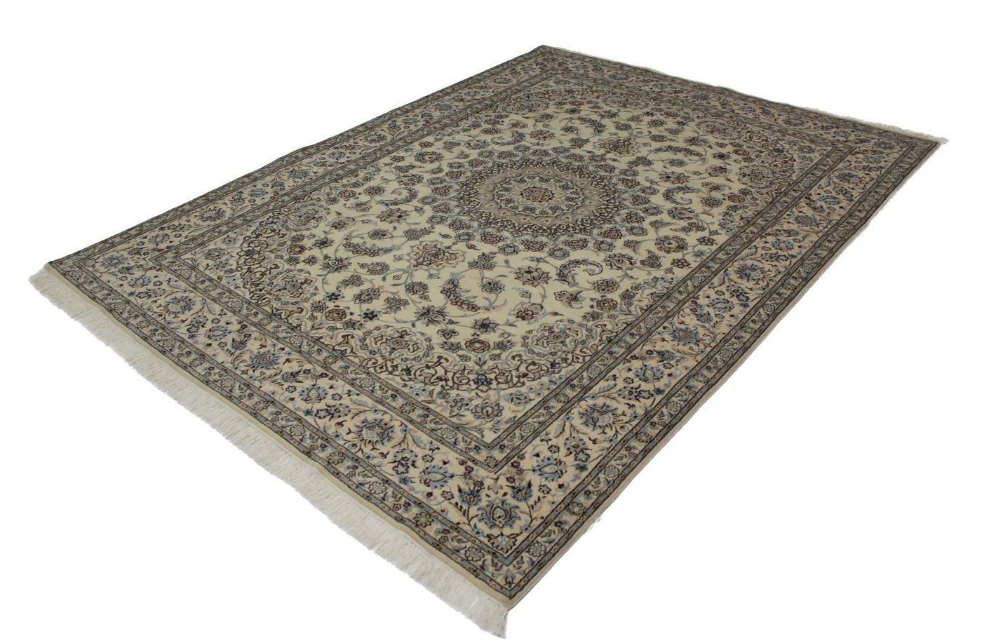 Canvello Hand Made Formal Medallion Silkroad Nain 9 Line Rug - 8'1'' X 11'1'' - Canvello