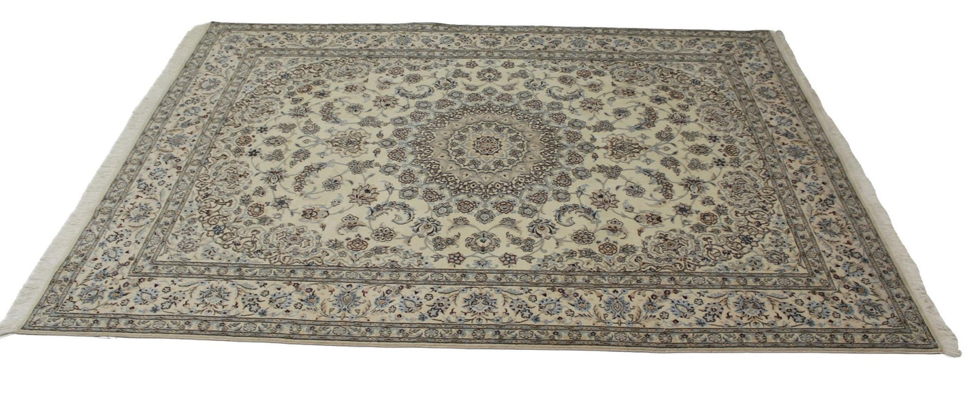 Canvello Hand Made Formal Medallion Silkroad Nain 9 Line Rug - 8'1'' X 11'1'' - Canvello