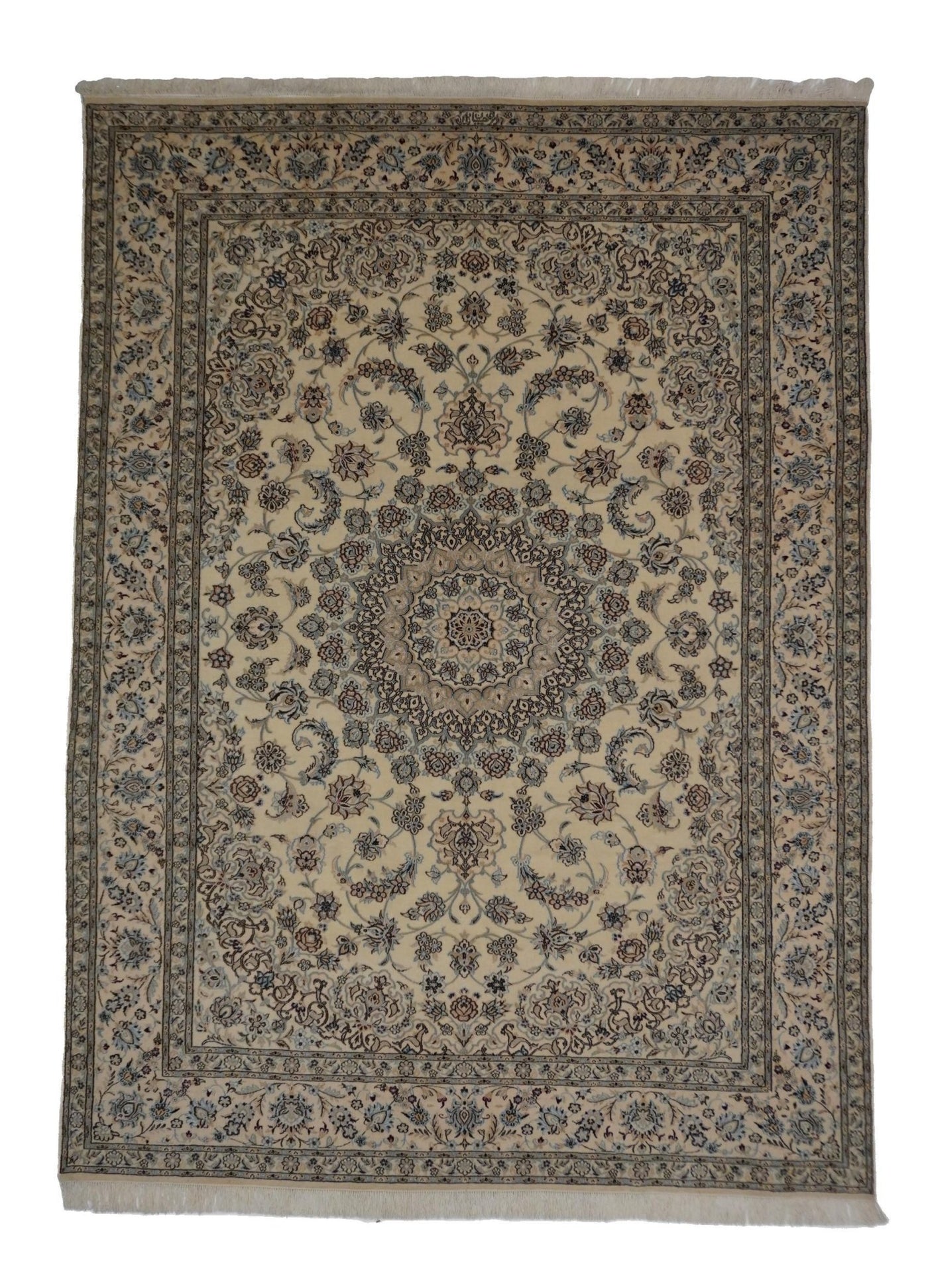 Canvello Hand Made Formal Medallion Silkroad Nain 9 Line Rug - 8'1'' X 11'1'' - Canvello