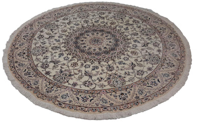 Canvello Hand Made Formal Medallion Silkroad Nain 9 Line Rug - 8'1'' X 8'1'' - Canvello