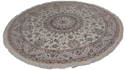 Canvello Hand Made Formal Medallion Silkroad Nain 9 Line Rug - 8'1'' X 8'1'' - Canvello