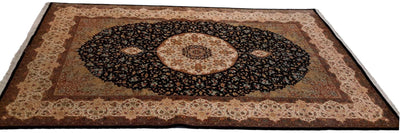 Canvello Hand Made Formal Medallion Silkroad Qum Rug - 5'0'' X 7'11'' - Canvello