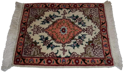 Canvello Hand Made Formal Medallion Silkroad Tabriz Rug - 1'0'' X 1'2'' - Canvello