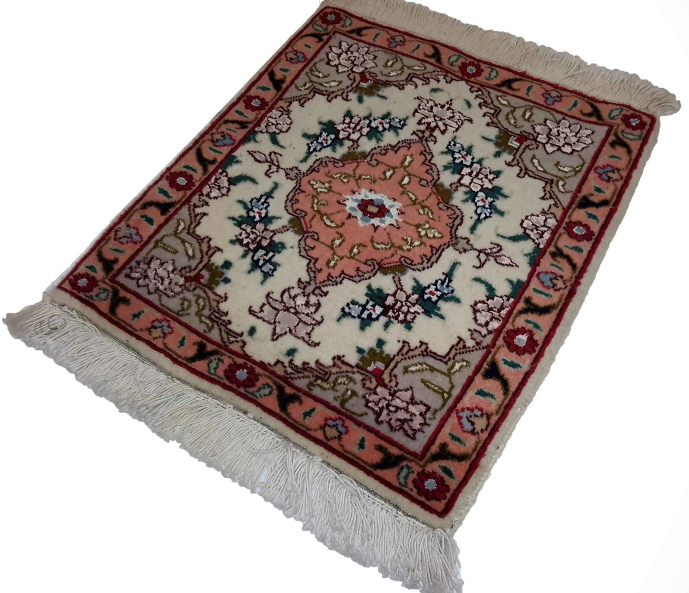 Canvello Hand Made Formal Medallion Silkroad Tabriz Rug - 1'0'' X 1'2'' - Canvello