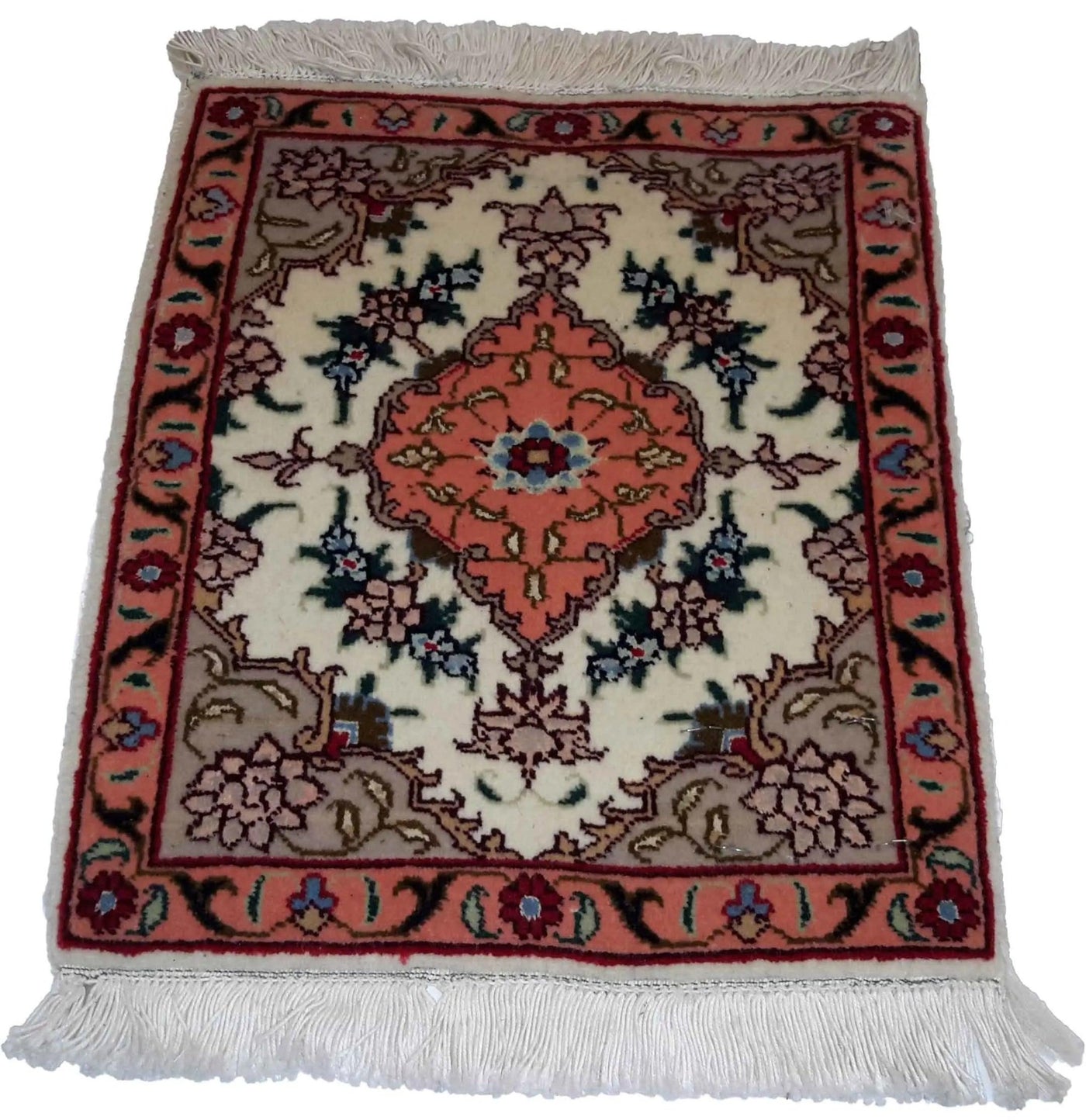 Canvello Hand Made Formal Medallion Silkroad Tabriz Rug - 1'0'' X 1'2'' - Canvello