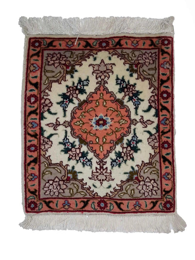 Canvello Hand Made Formal Medallion Silkroad Tabriz Rug - 1'0'' X 1'2'' - Canvello