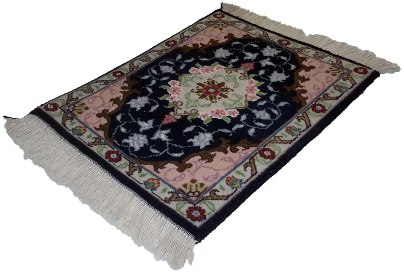 Canvello Hand Made Formal Medallion Silkroad Tabriz Rug - 1'0'' X 1'3'' - Canvello