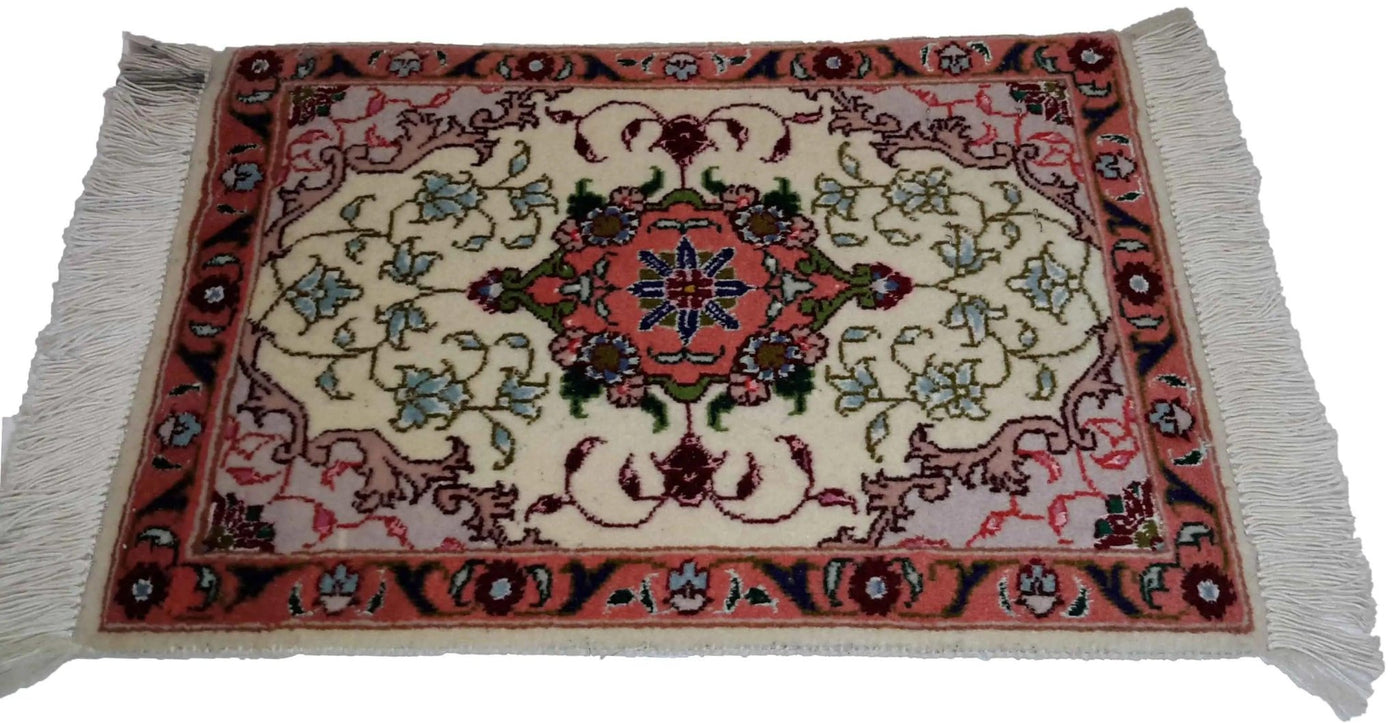 Canvello Hand Made Formal Medallion Silkroad Tabriz Rug - 1'0'' X 1'3'' - Canvello