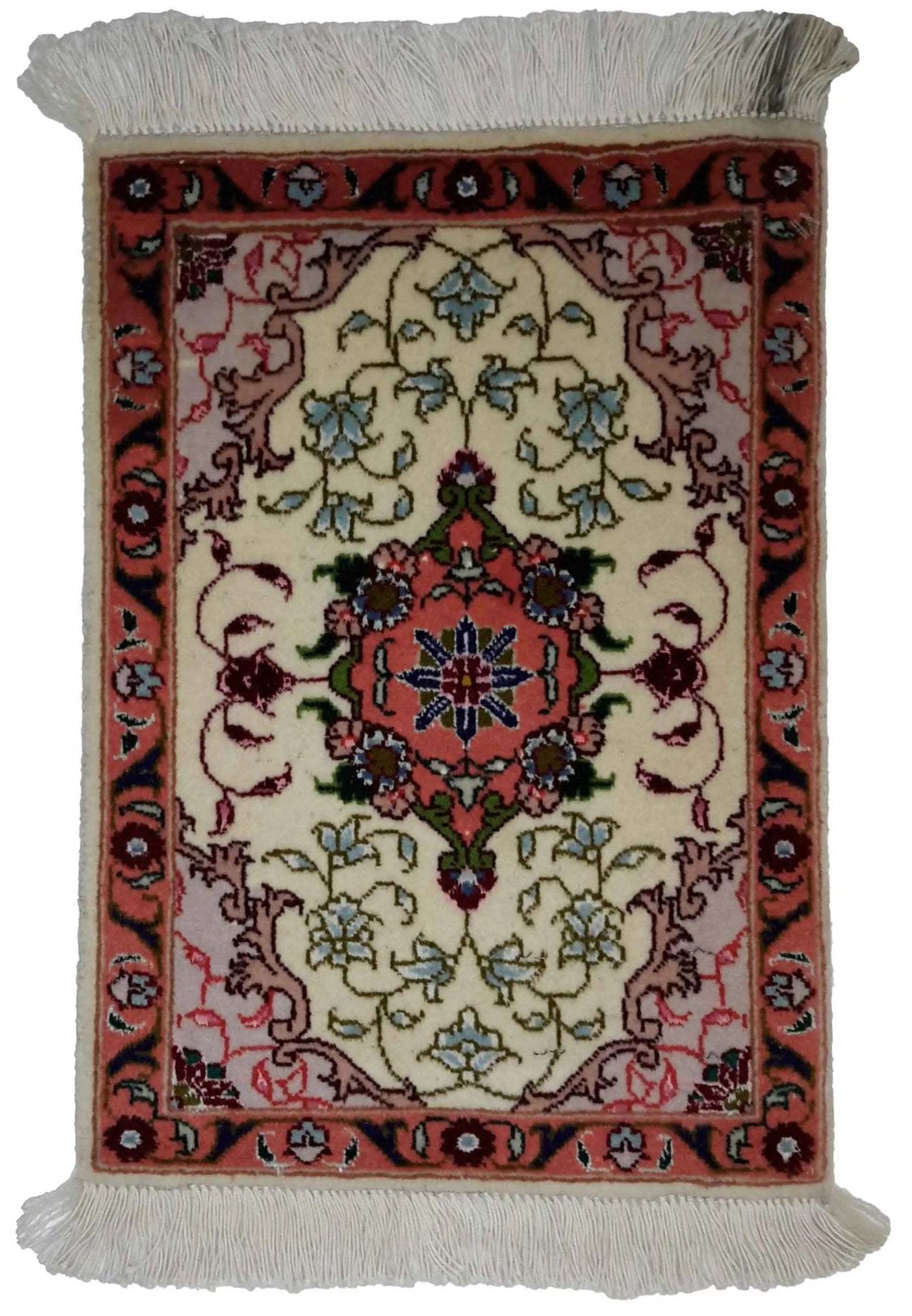 Canvello Hand Made Formal Medallion Silkroad Tabriz Rug - 1'0'' X 1'3'' - Canvello