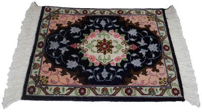 Canvello Hand Made Formal Medallion Silkroad Tabriz Rug - 1'0'' X 1'3'' - Canvello