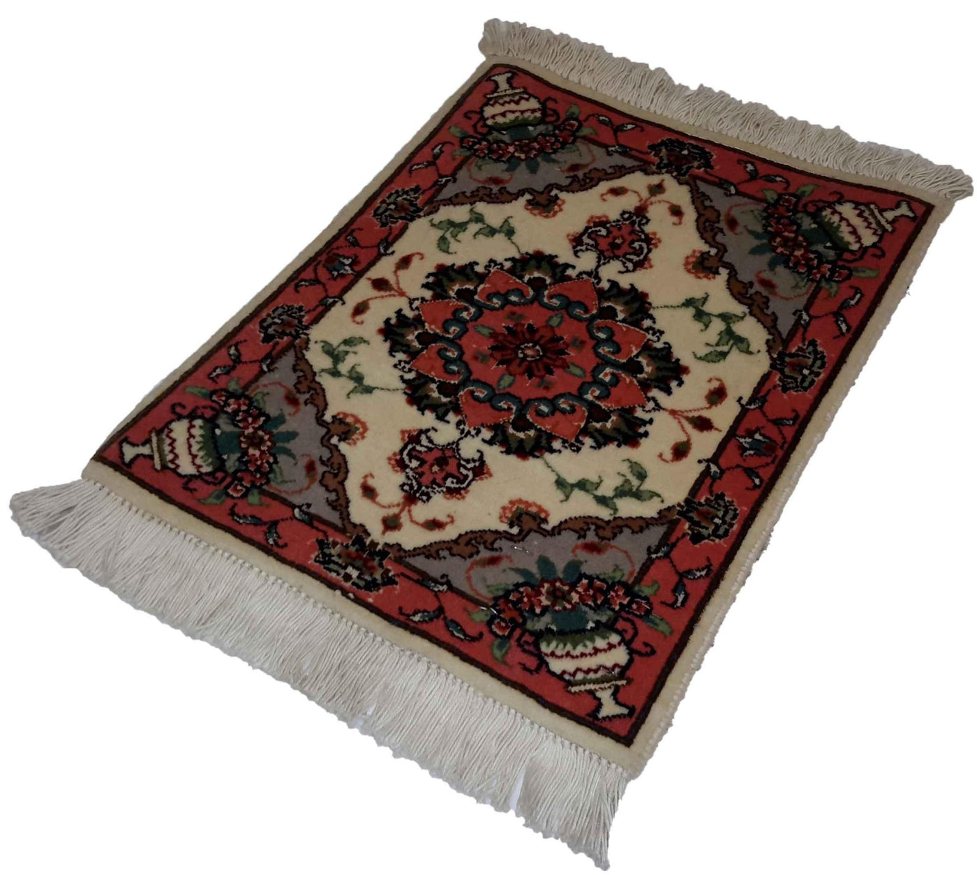 Canvello Hand Made Formal Medallion Silkroad Tabriz Rug - 1'0'' X 1'4'' - Canvello