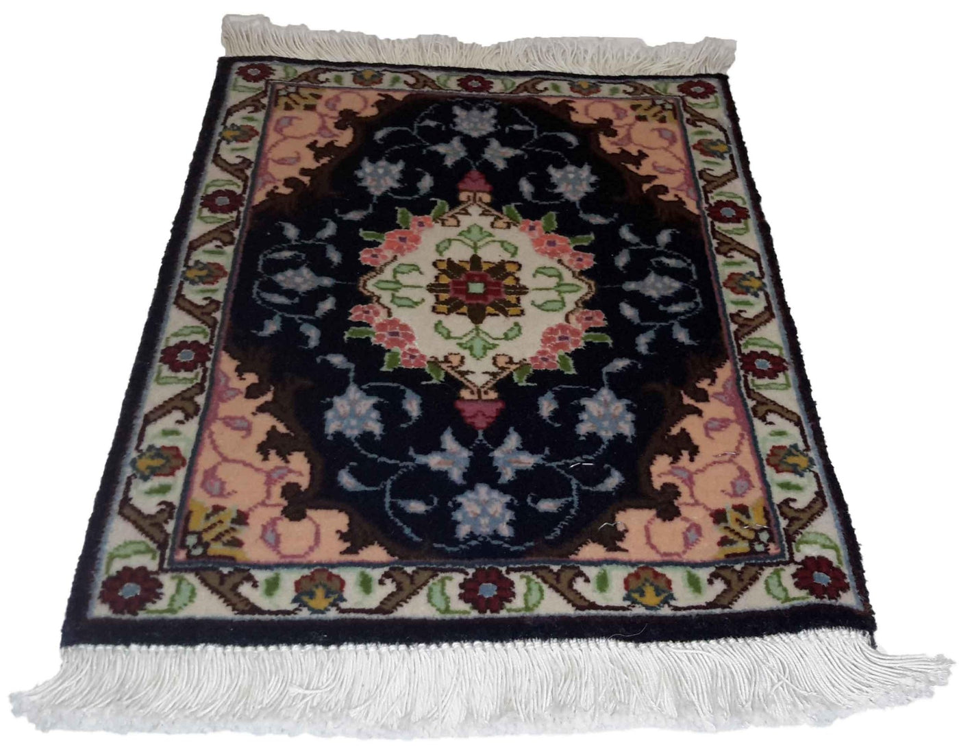 Canvello Hand Made Formal Medallion Silkroad Tabriz Rug - 1'0'' X 1'4'' - Canvello