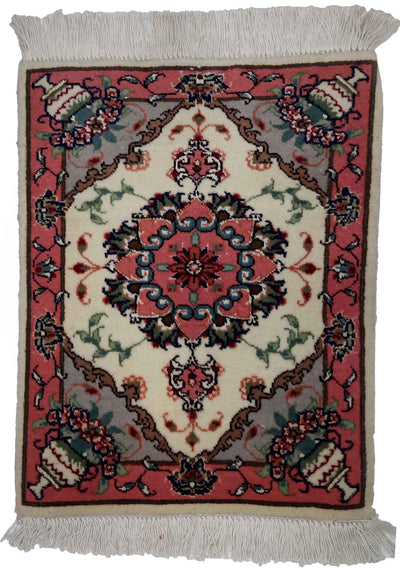 Canvello Hand Made Formal Medallion Silkroad Tabriz Rug - 1'0'' X 1'4'' - Canvello