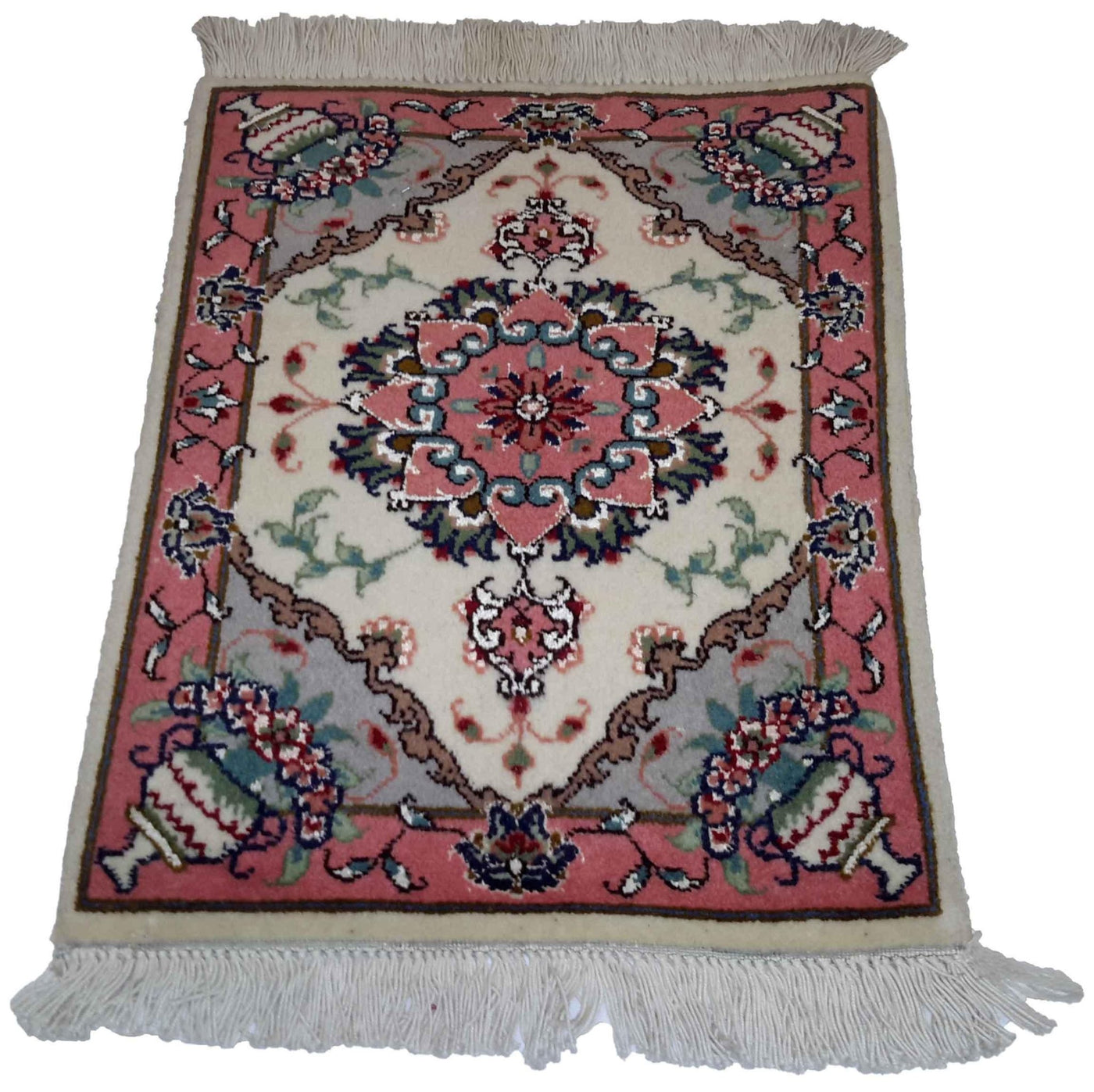 Canvello Hand Made Formal Medallion Silkroad Tabriz Rug - 1'0'' X 1'4'' - Canvello