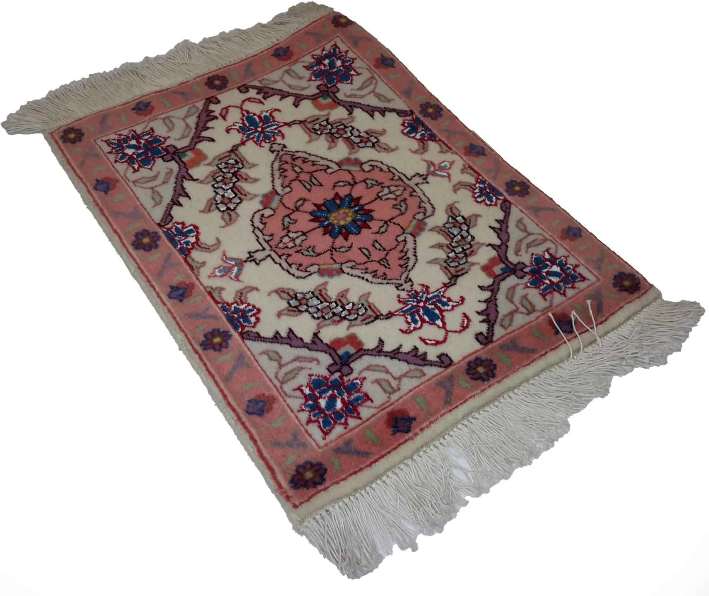 Canvello Hand Made Formal Medallion Silkroad Tabriz Rug - 1'0'' X 1'4'' - Canvello