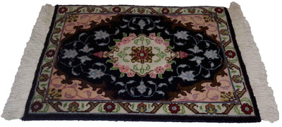 Canvello Hand Made Formal Medallion Silkroad Tabriz Rug - 1'0'' X 1'4'' - Canvello