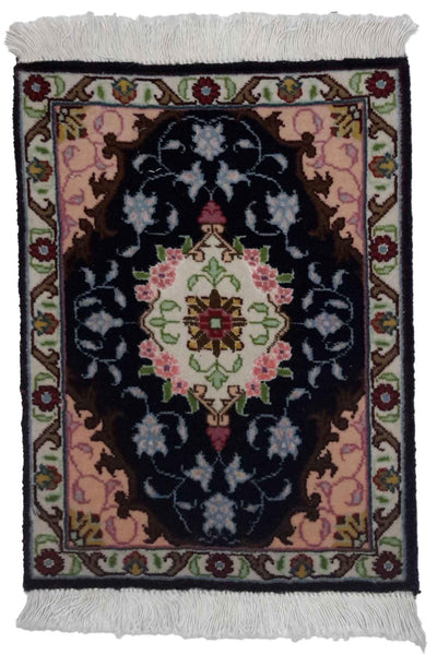 Canvello Hand Made Formal Medallion Silkroad Tabriz Rug - 1'0'' X 1'4'' - Canvello