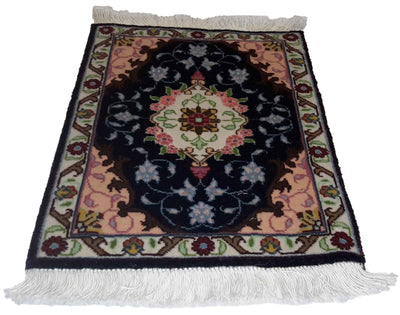 Canvello Hand Made Formal Medallion Silkroad Tabriz Rug - 1'0'' X 1'4'' - Canvello