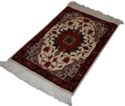 Canvello Hand Made Formal Medallion Silkroad Tabriz Rug - 1'0'' X 1'5'' - Canvello