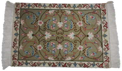 Canvello Hand Made Formal Medallion Silkroad Tabriz Rug - 1'0'' X 1'5'' - Canvello