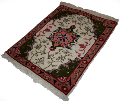 Canvello Hand Made Formal Medallion Silkroad Tabriz Rug - 1'0'' X 1'5'' - Canvello