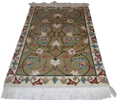 Canvello Hand Made Formal Medallion Silkroad Tabriz Rug - 1'0'' X 1'5'' - Canvello