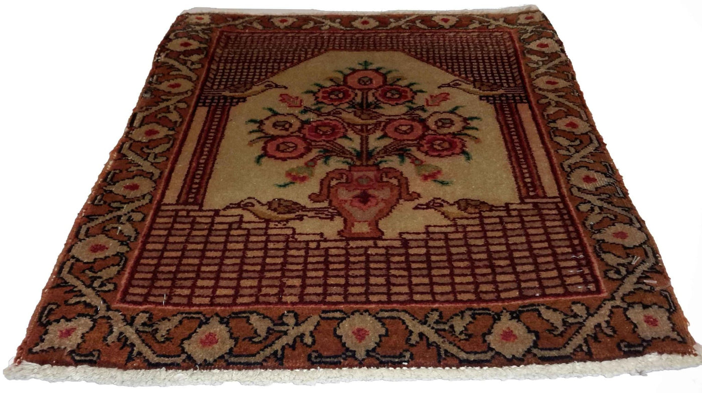 Canvello Hand Made Formal Medallion Silkroad Tabriz Rug - 1'5'' X 2'0'' - Canvello