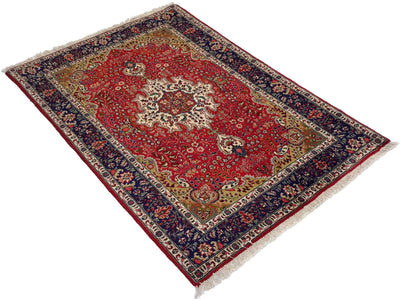 Canvello Hand Made Formal Medallion Silkroad Tabriz Rug - 3'2'' X 4'6'' - Canvello