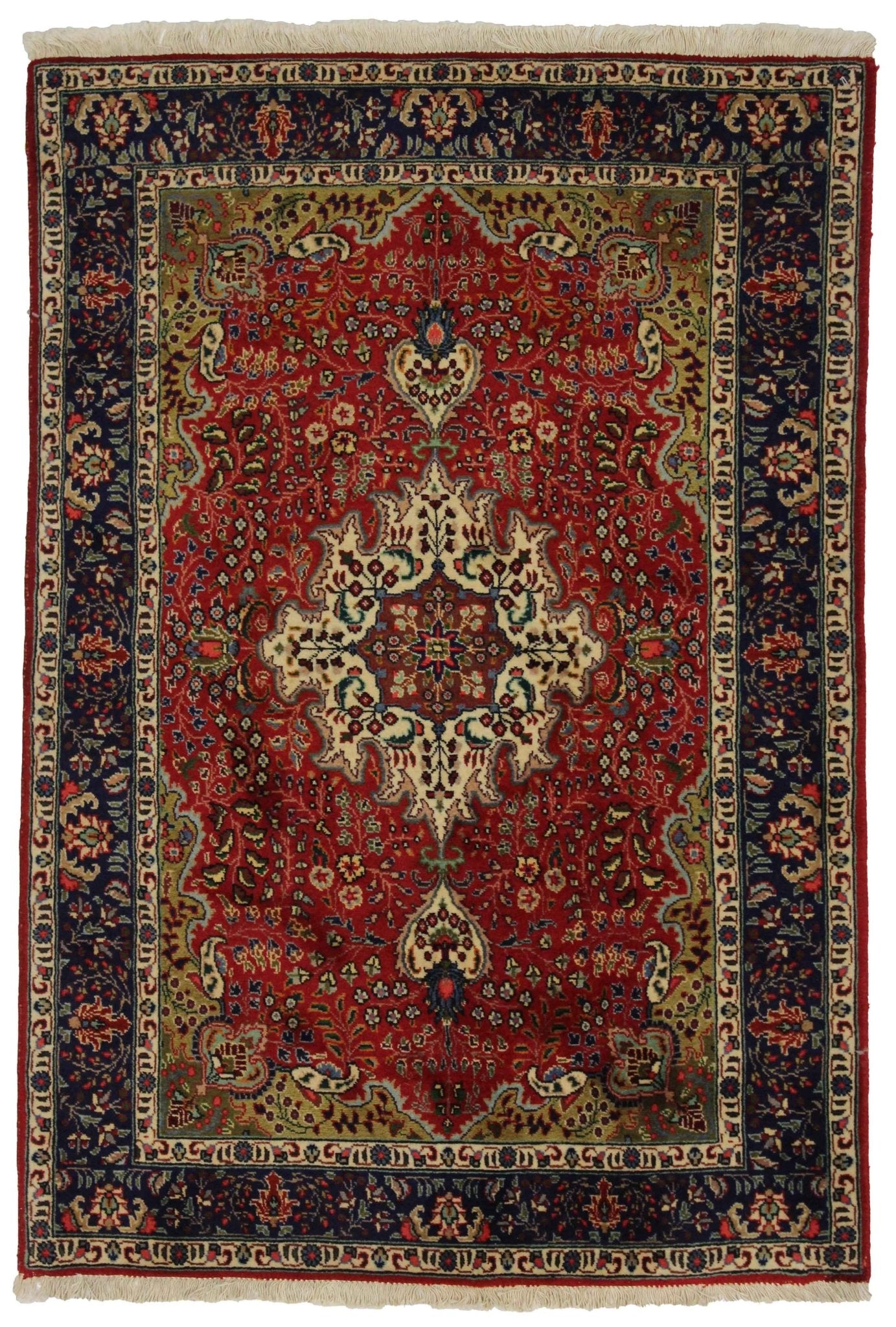 Canvello Hand Made Formal Medallion Silkroad Tabriz Rug - 3'2'' X 4'6'' - Canvello