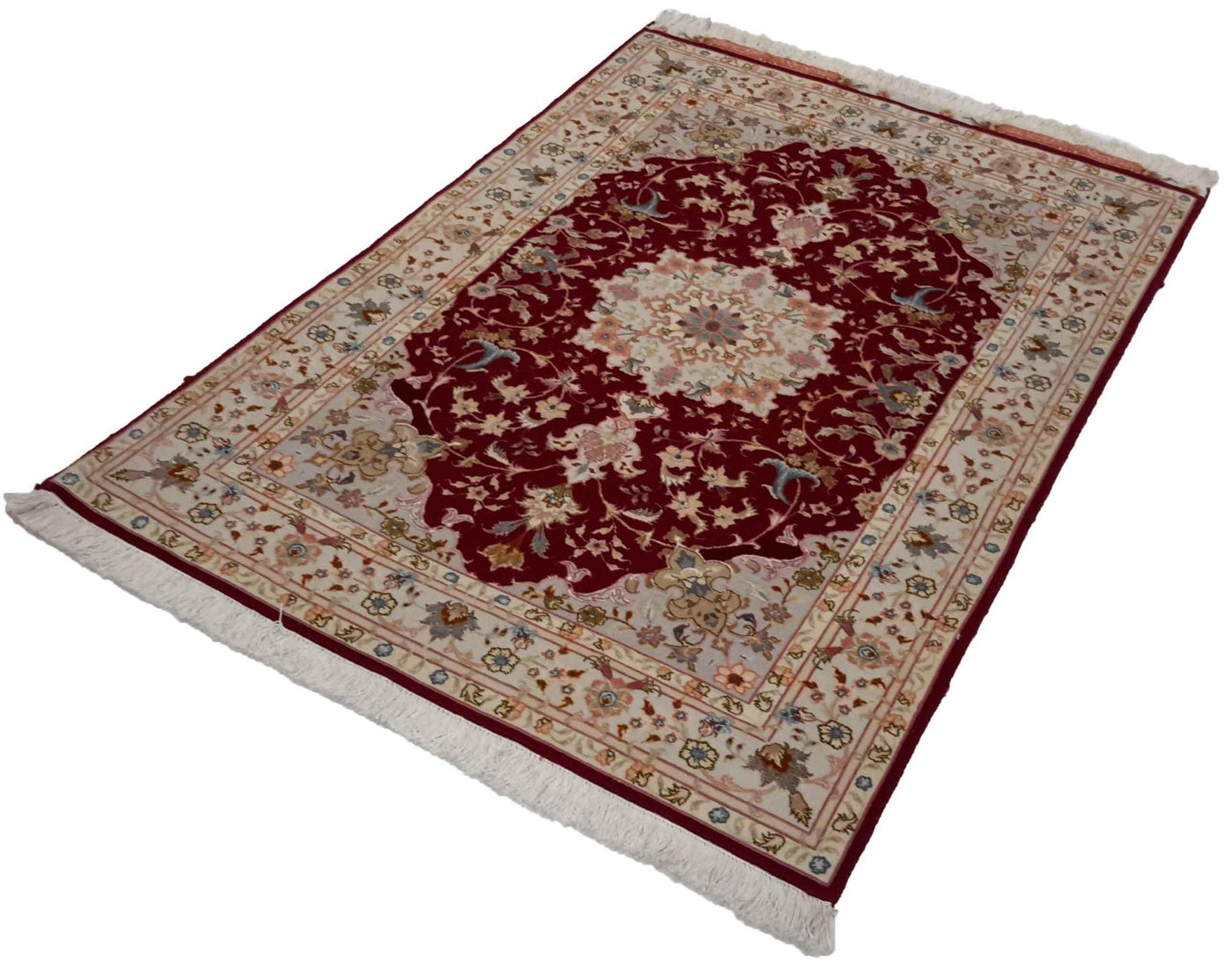 Canvello Hand Made Formal Medallion Silkroad Tabriz Rug - 3'4'' X 5'0'' - Canvello