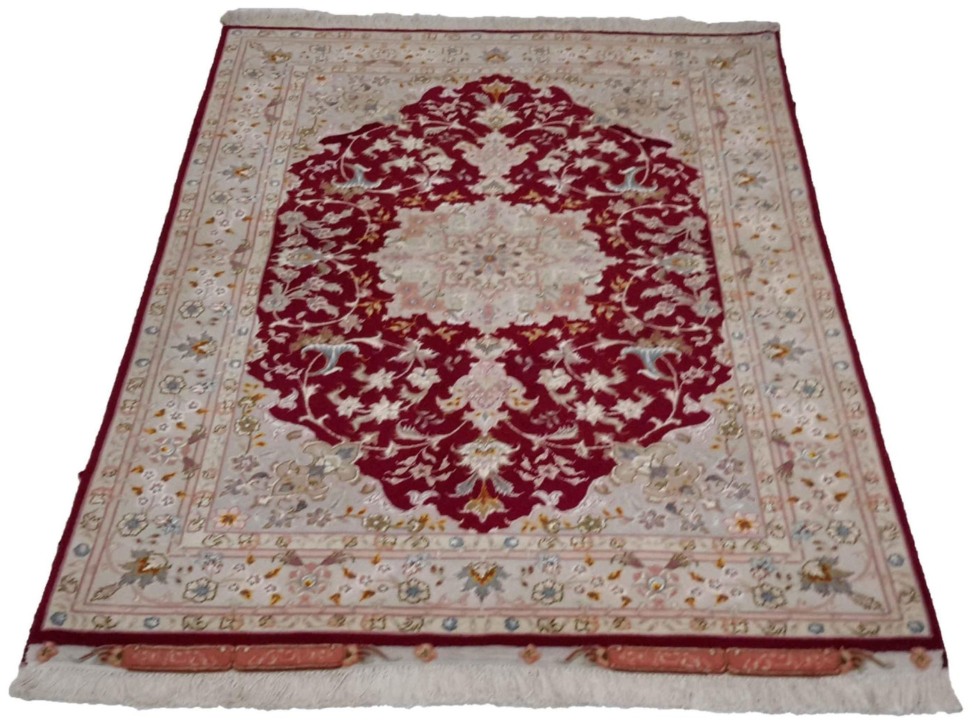 Canvello Hand Made Formal Medallion Silkroad Tabriz Rug - 3'4'' X 5'0'' - Canvello