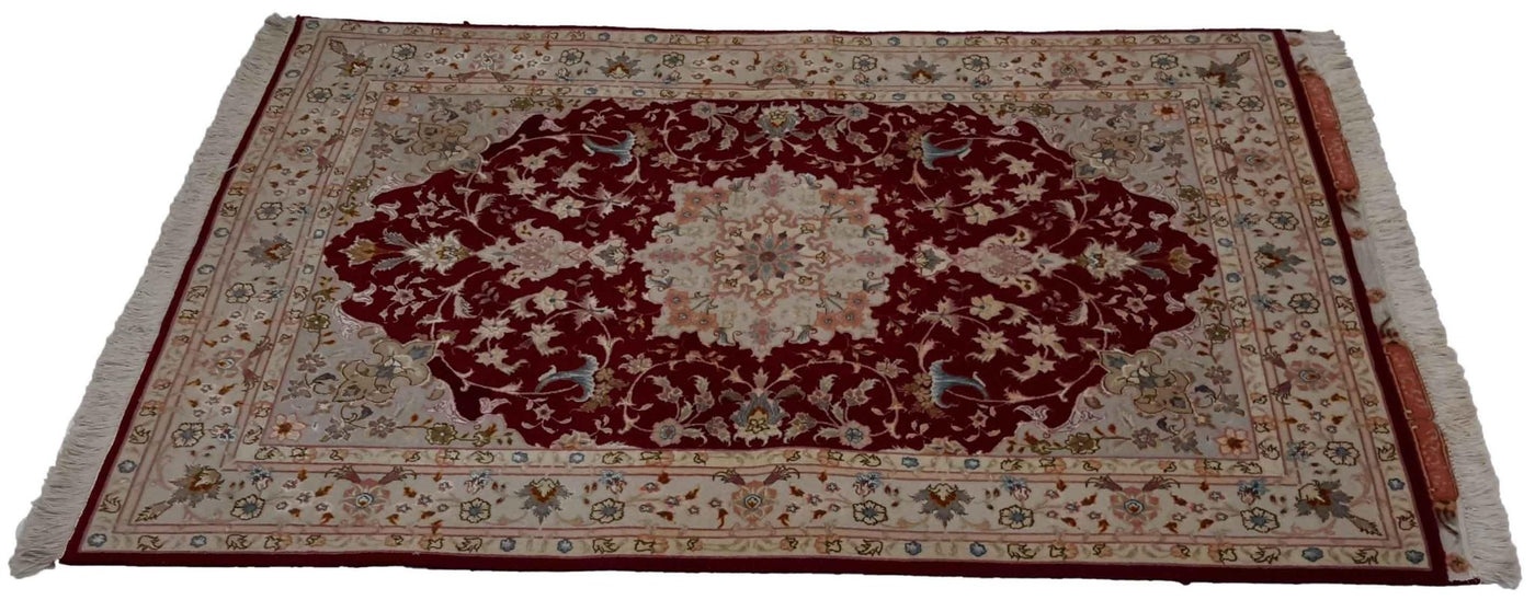 Canvello Hand Made Formal Medallion Silkroad Tabriz Rug - 3'4'' X 5'0'' - Canvello