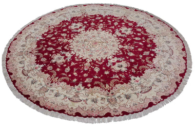 Canvello Hand Made Formal Medallion Silkroad Tabriz Rug - 8'1'' X 8'1'' - Canvello