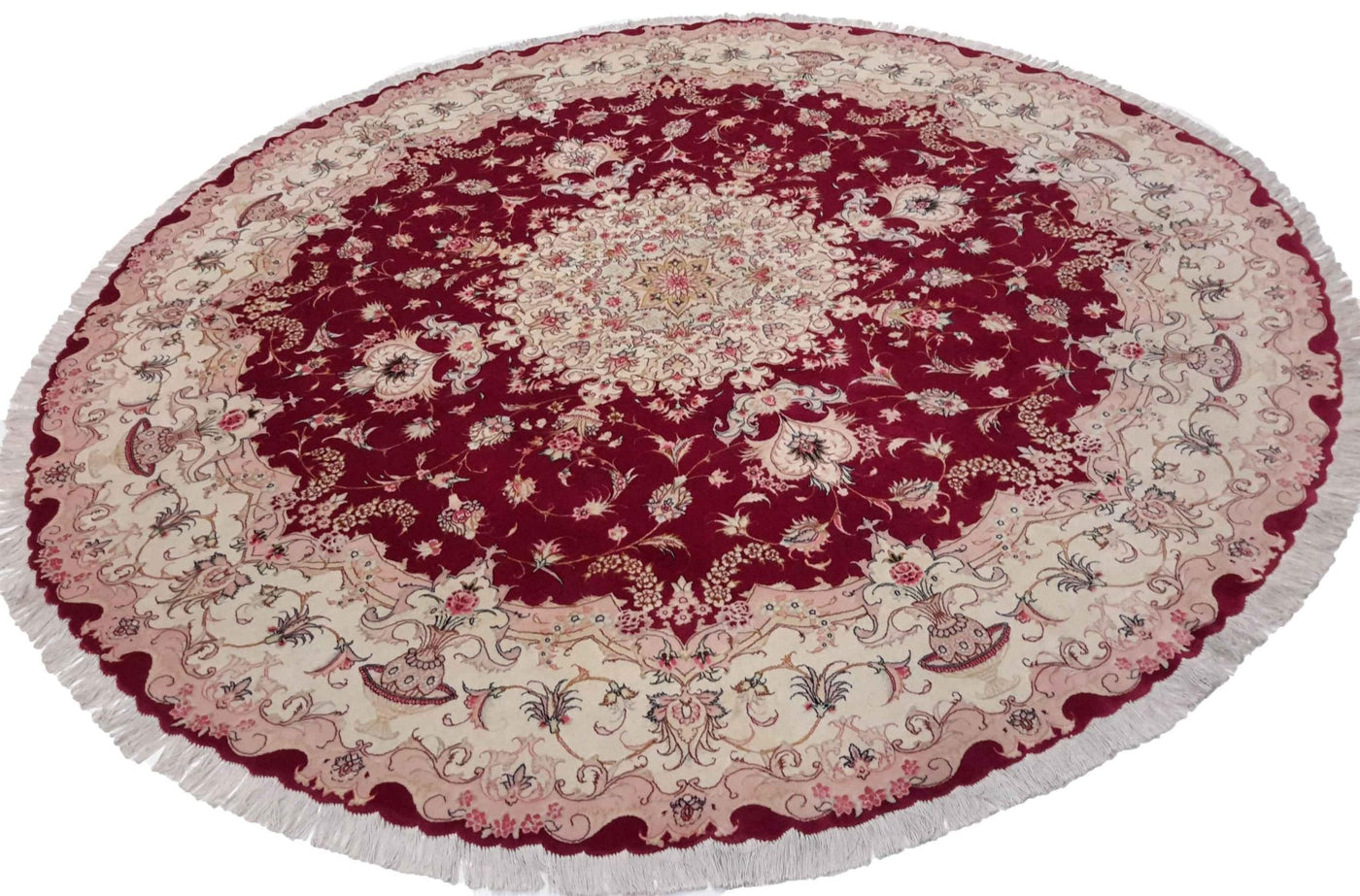 Canvello Hand Made Formal Medallion Silkroad Tabriz Rug - 8'1'' X 8'1'' - Canvello