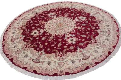 Canvello Hand Made Formal Medallion Silkroad Tabriz Rug - 8'1'' X 8'1'' - Canvello