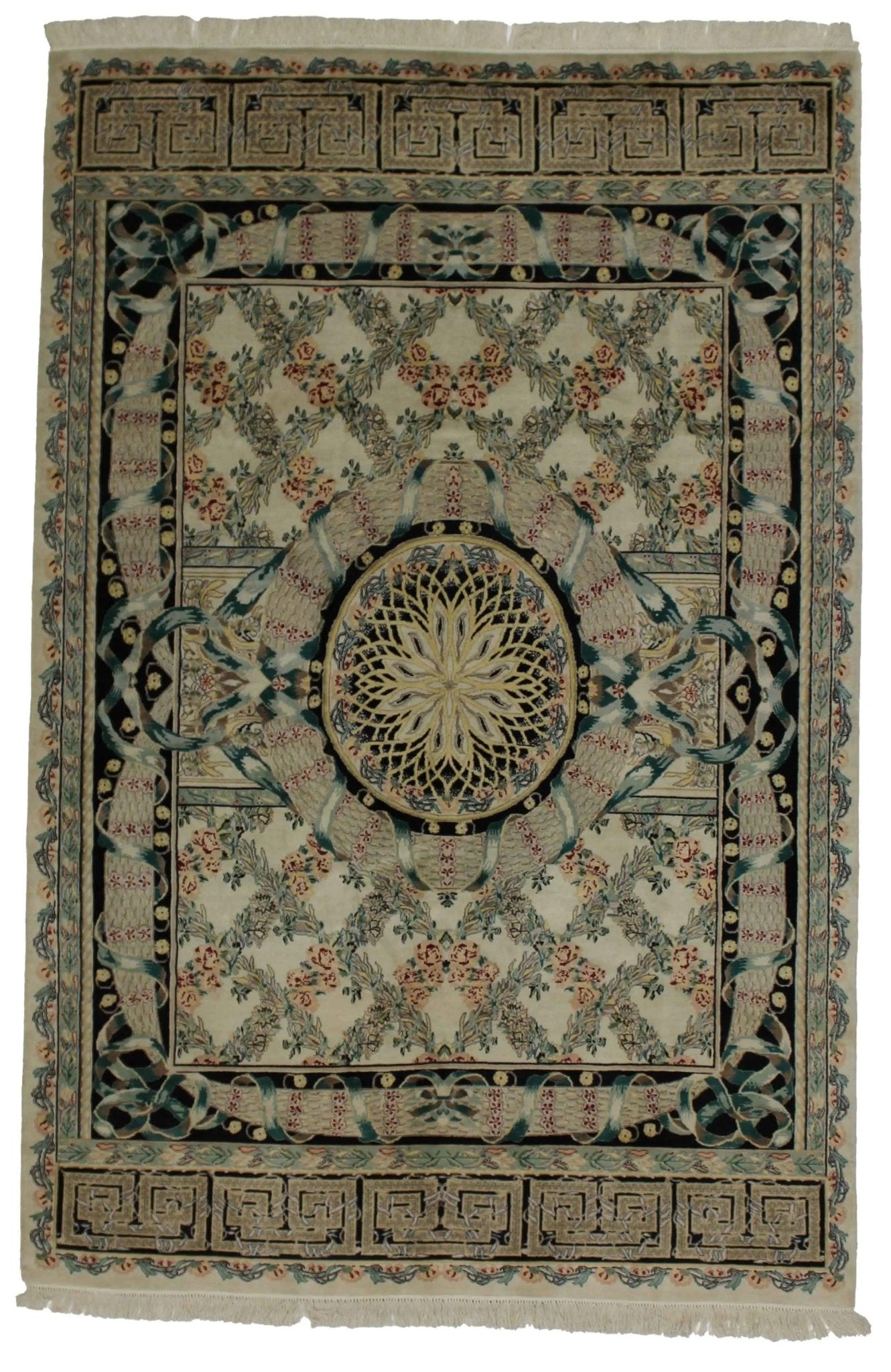 Canvello Hand Made Formal Medallion Sino Abuson Rug - 6'0'' X 9'2'' - Canvello