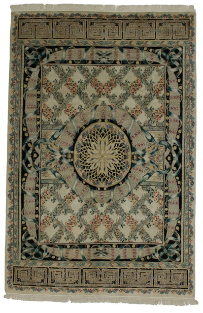 Canvello Hand Made Formal Medallion Sino Abuson Rug - 6'0'' X 9'2'' - Canvello