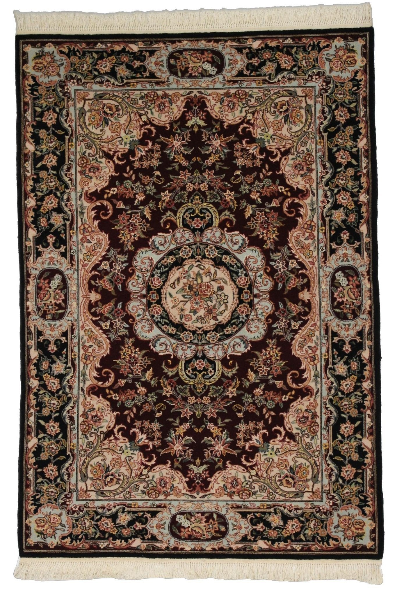 Canvello Hand Made Formal Medallion Sino Tabriz Rug - 4'1'' X 5'11'' - Canvello