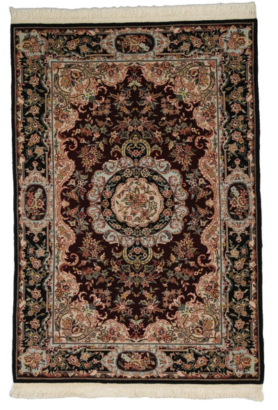 Canvello Hand Made Formal Medallion Sino Tabriz Rug - 4'1'' X 5'11'' - Canvello