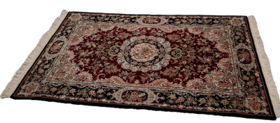 Canvello Hand Made Formal Medallion Sino Tabriz Rug - 4'1'' X 5'11'' - Canvello