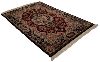 Canvello Hand Made Formal Medallion Sino Tabriz Rug - 4'1'' X 5'11'' - Canvello