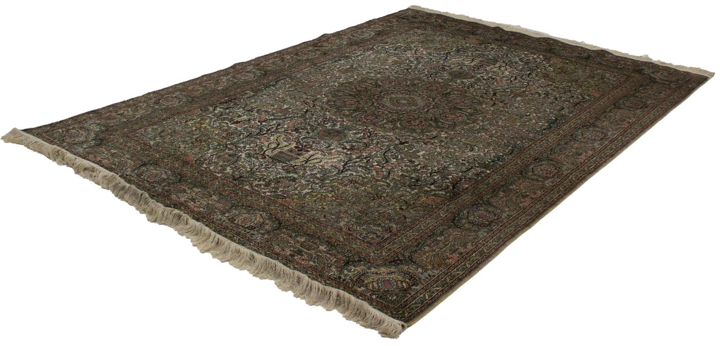 Canvello Hand Made Formal Medallion Sino Tabriz Rug - 6'2'' X 8'10'' - Canvello