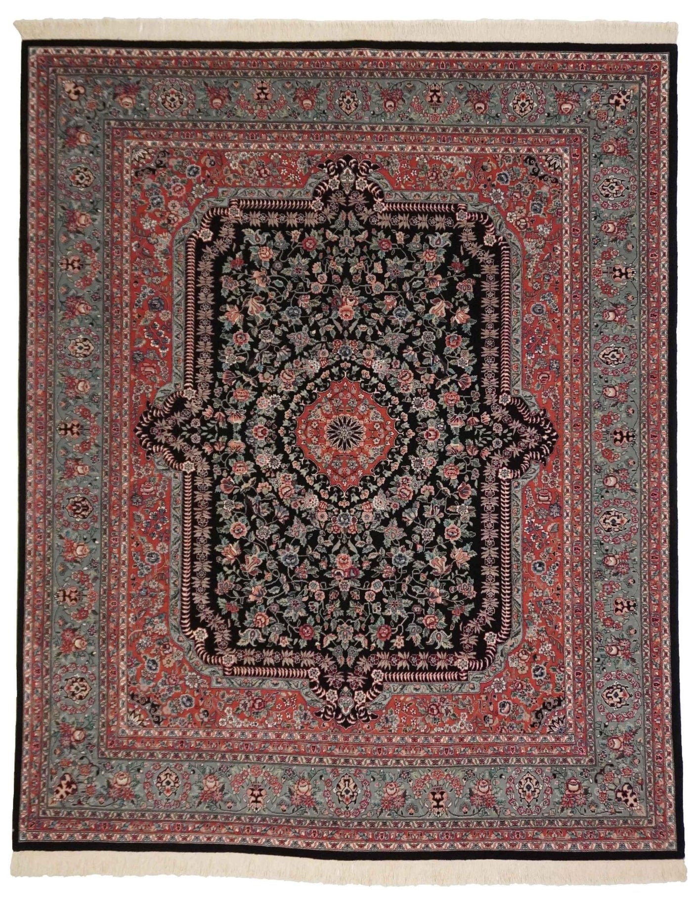 Canvello Hand Made Formal Medallion Sino Tabriz Rug - 8'0'' X 10'0'' - Canvello