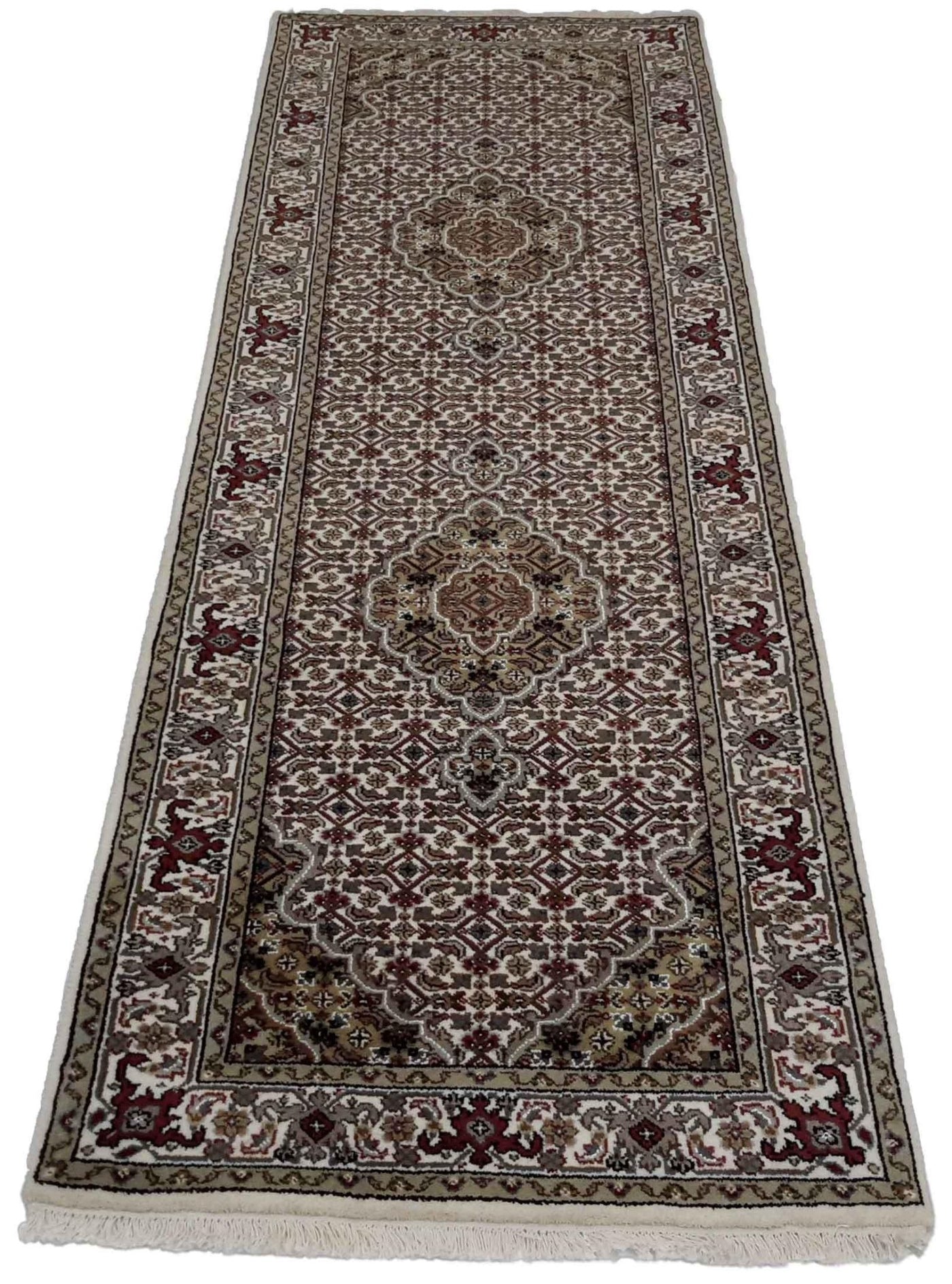 Canvello Hand Made Formal Panel Indo Tabriz Rug - 2'7'' X 8'2'' - Canvello