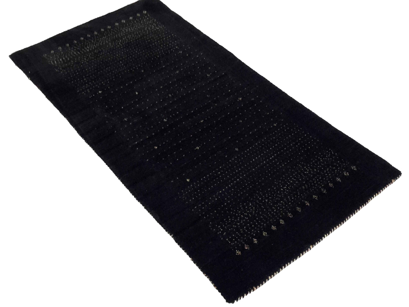 Canvello Hand Made Modern All Black Over Indo Gabbeh Rug - 2'4'' X 4'8''