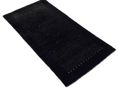 Canvello Hand Made Modern All Black Over Indo Gabbeh Rug - 2'4'' X 4'8'' - Canvello