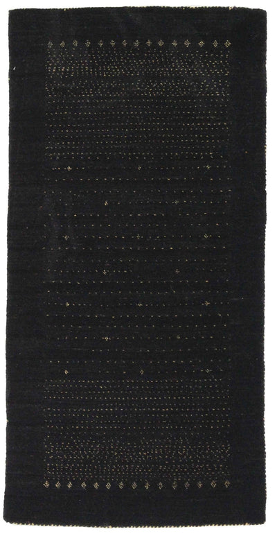 Canvello Hand Made Modern All Black Over Indo Gabbeh Rug - 2'4'' X 4'8'' - Canvello