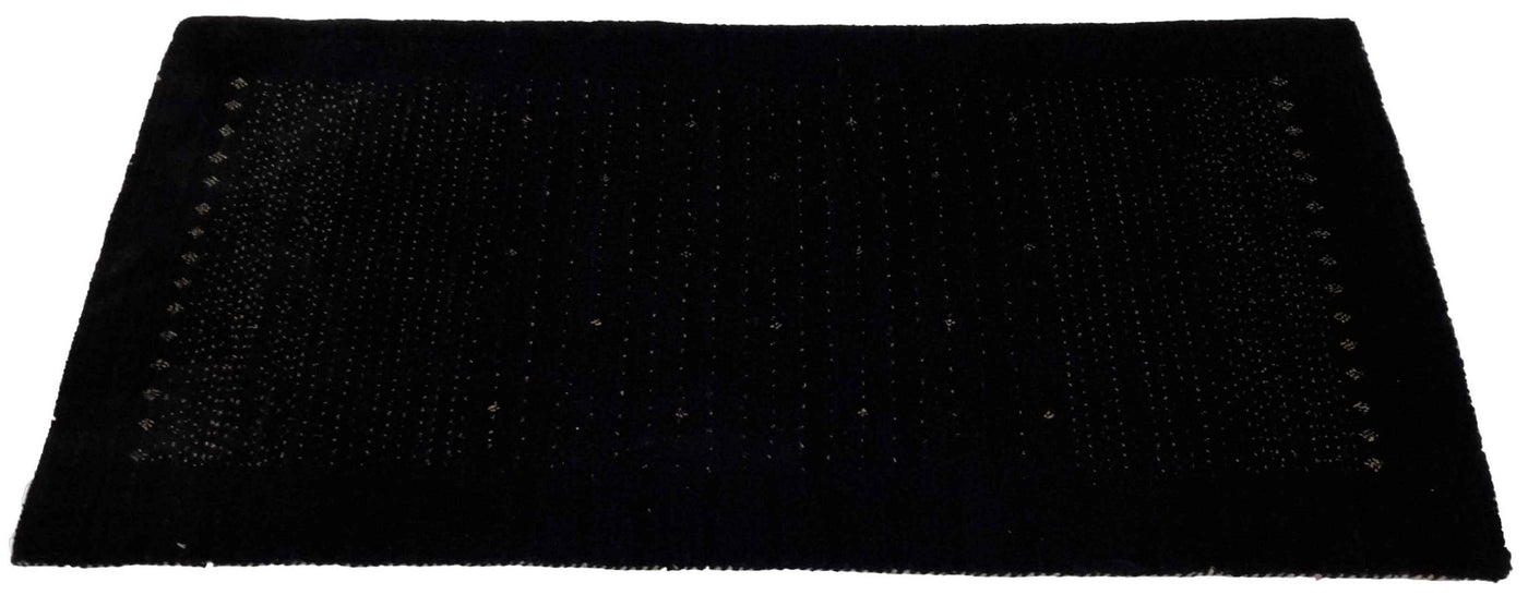 Canvello Hand Made Modern All Black Over Indo Gabbeh Rug - 2'4'' X 4'8'' - Canvello